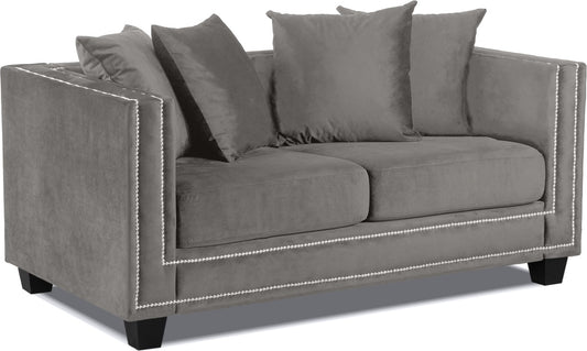 Tempel 2-sits soffa med nitar - Beige matt sammet