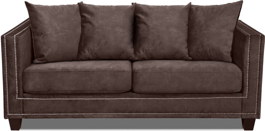 Tempel 2-sits soffa med nitar i brun sammet