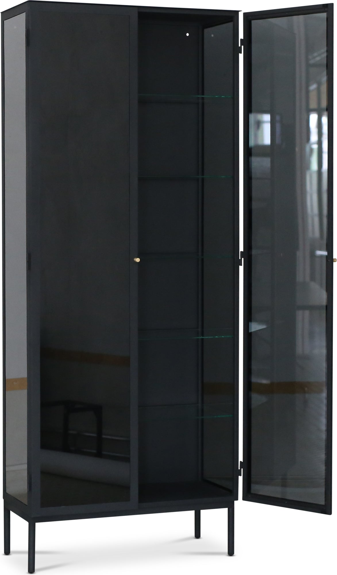 Revel vitrinskåp 200x80 cm - Svart / Tonat glas