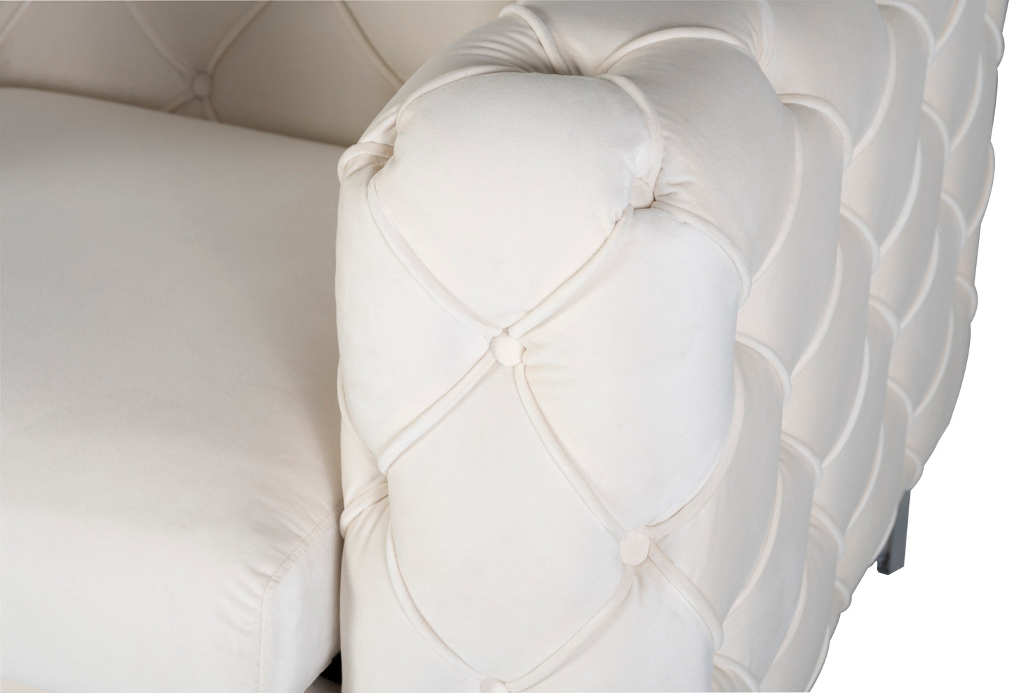 Como fåtölj i beige sammet