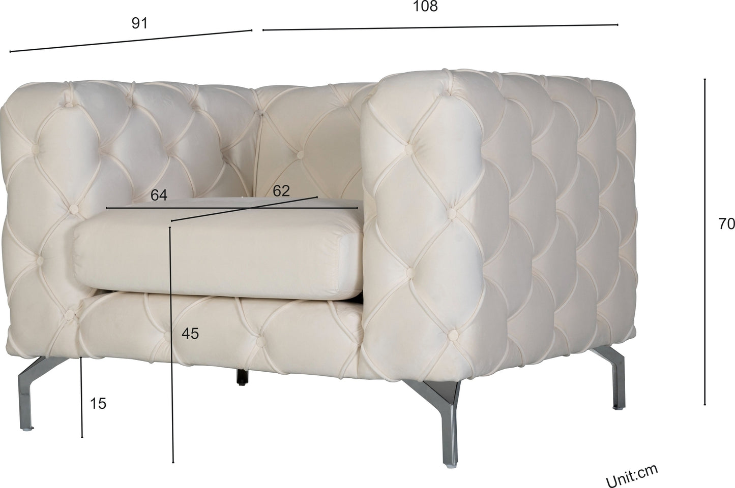 Como fåtölj i beige sammet