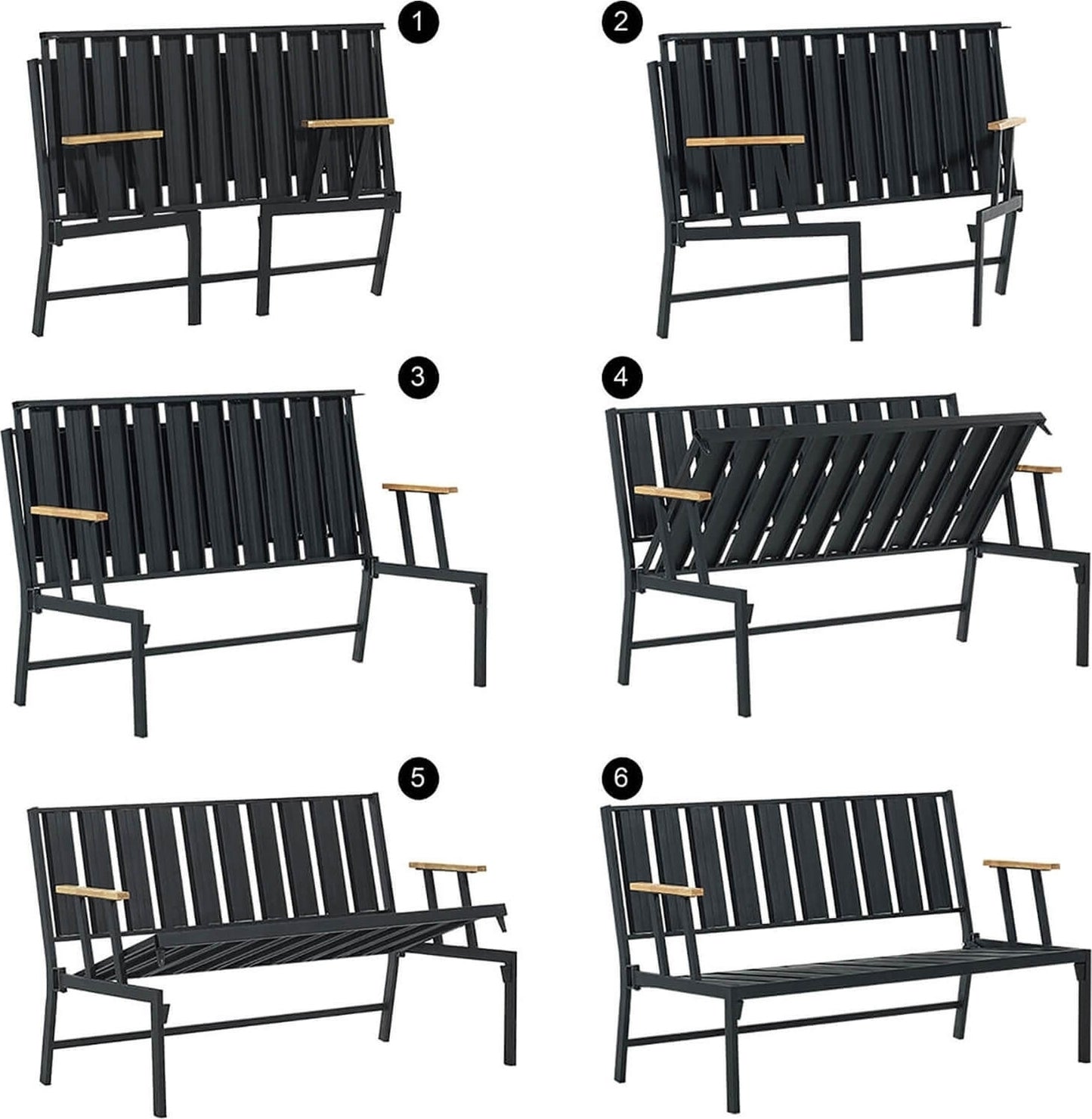 Lotus 2-sits utesoffa - Svart/fume