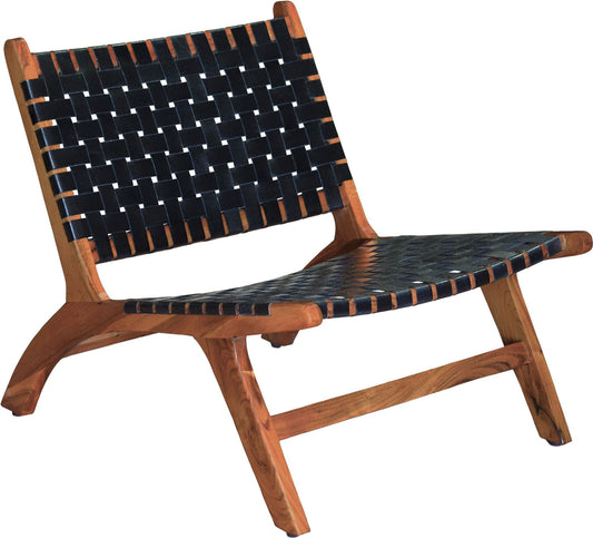 Porto Bello Fåtölj Teak / Svart Anilinläder