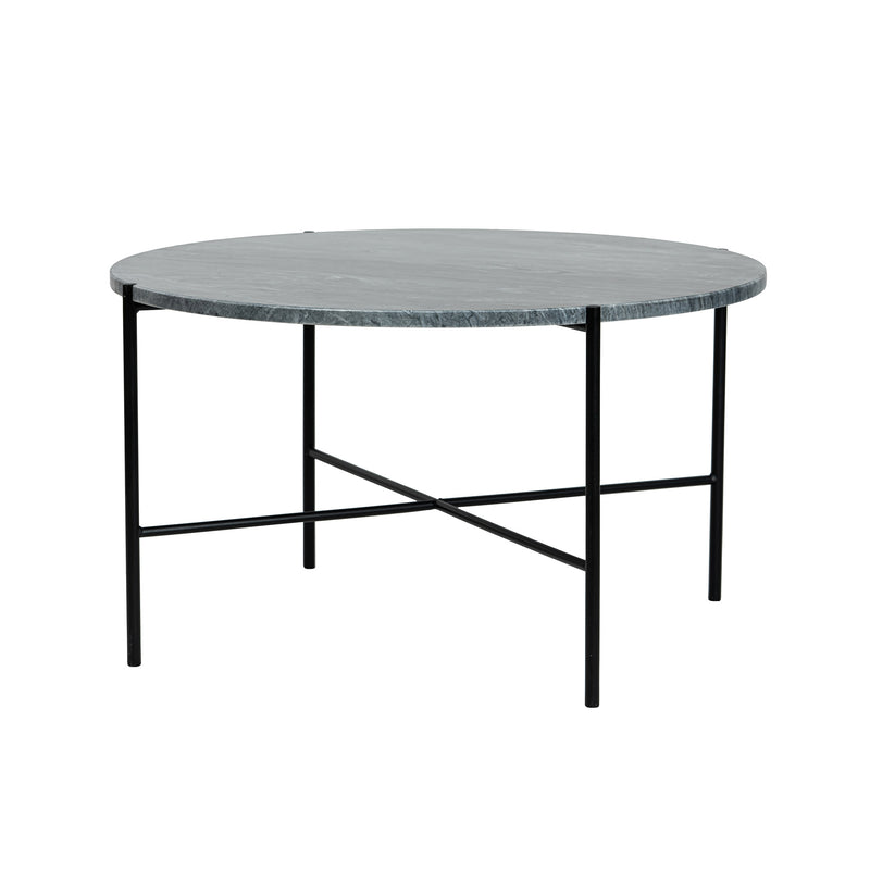 Bistro runt soffbord Ø80 grå marmor/svart metall