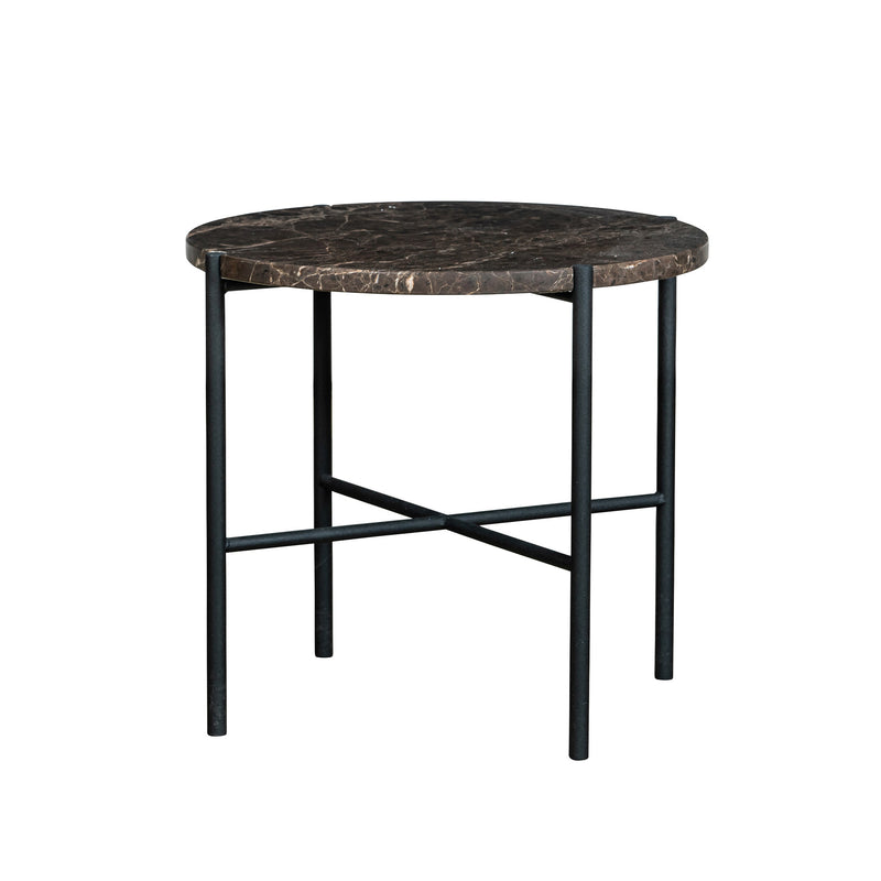 Bistro runt soffbord Ø45 brun marmor/svart metall