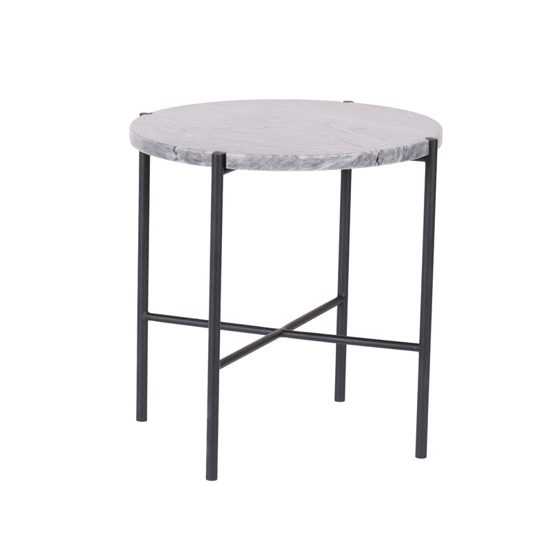 Bistro runt soffbord Ø45 grå marmor/svart metall