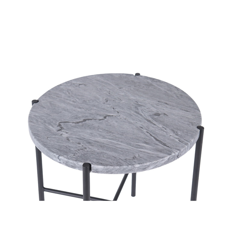 Bistro runt soffbord Ø45 grå marmor/svart metall