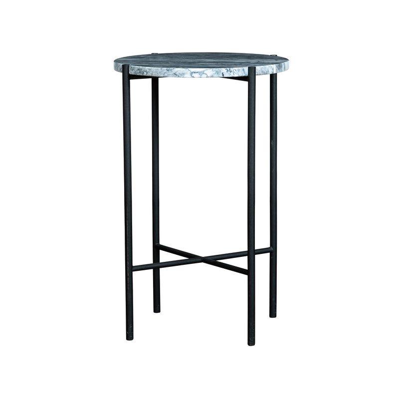 Bistro runt lampbord Ø40 grå marmor/svart metall
