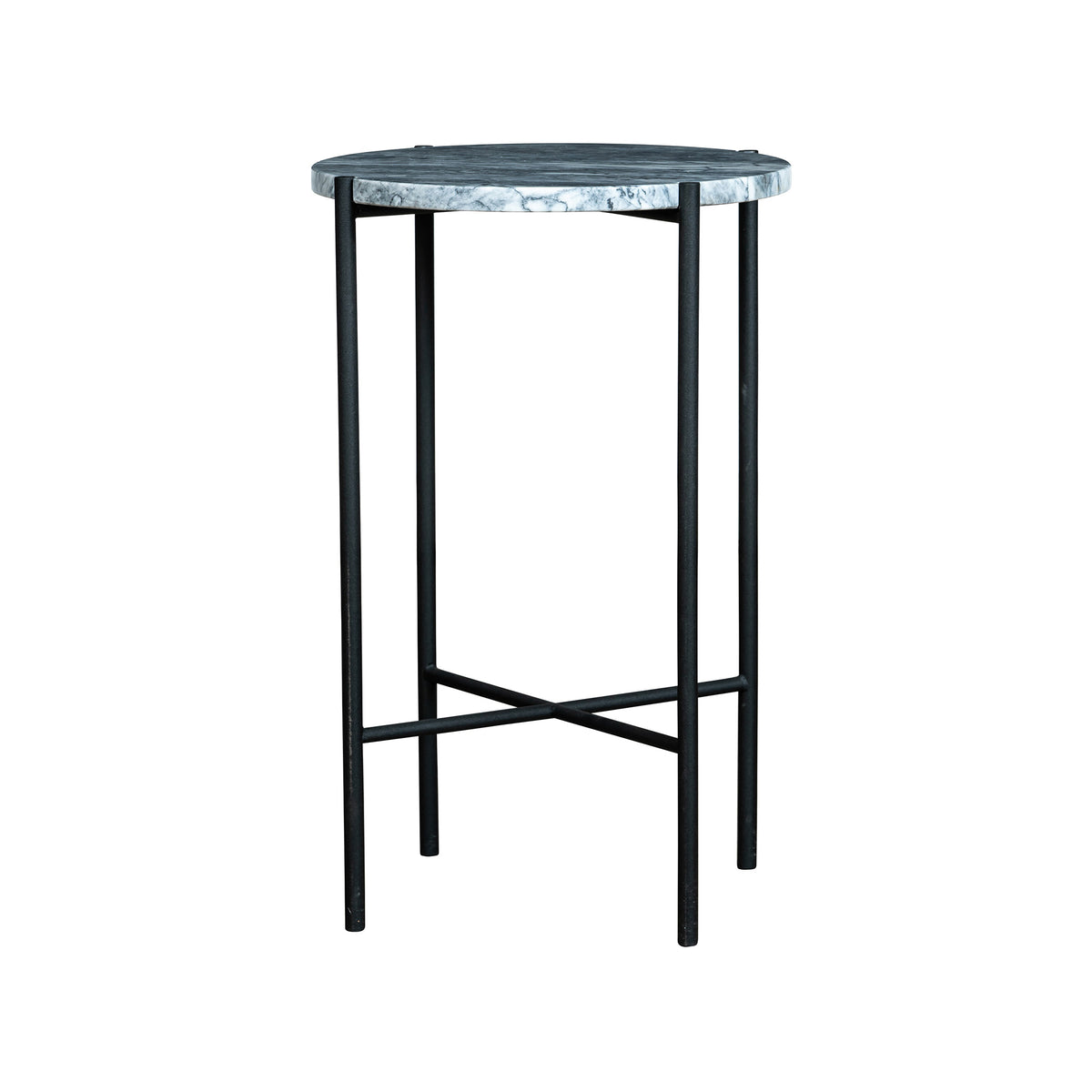 Bistro runt lampbord Ø40 grå marmor/svart metall