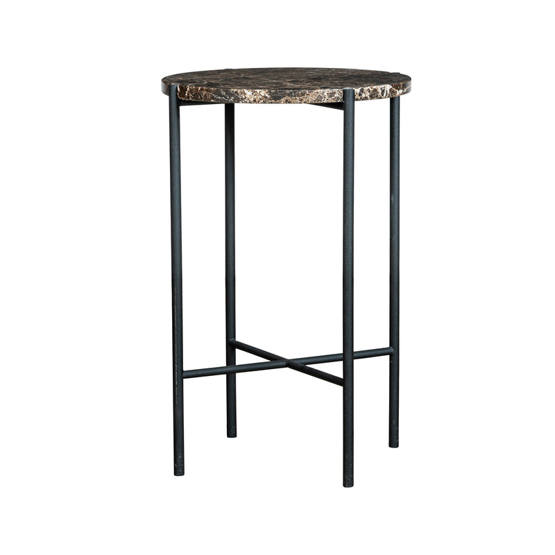 Bistro runt soffbord Ø40 brun marmor/svart metall