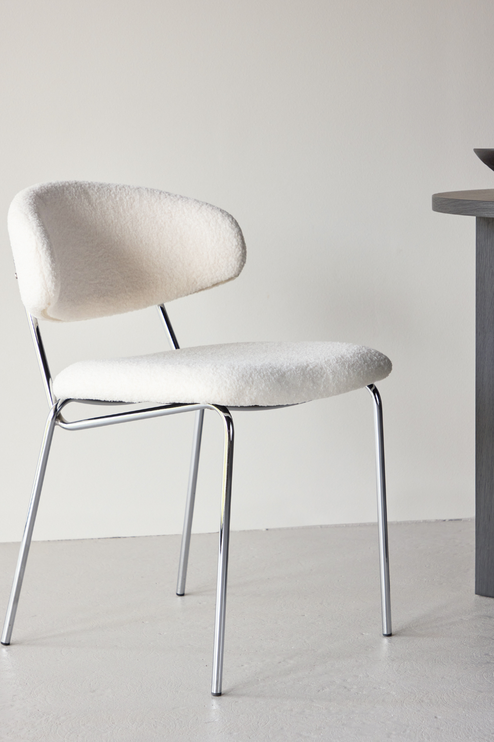 Chico Dining Chair - Steel Chrome / White Boucle