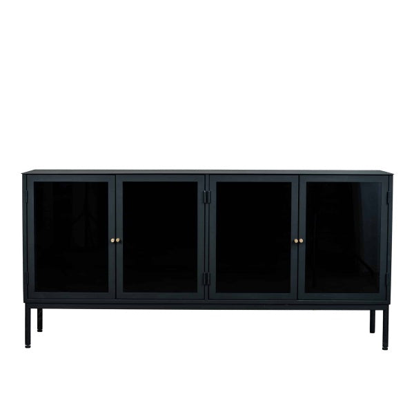 Cliff sideboard svart metall/glas 167×37×80 cm
