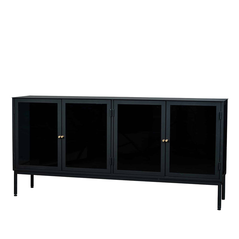 Cliff sideboard svart metall/glas 167×37×80 cm