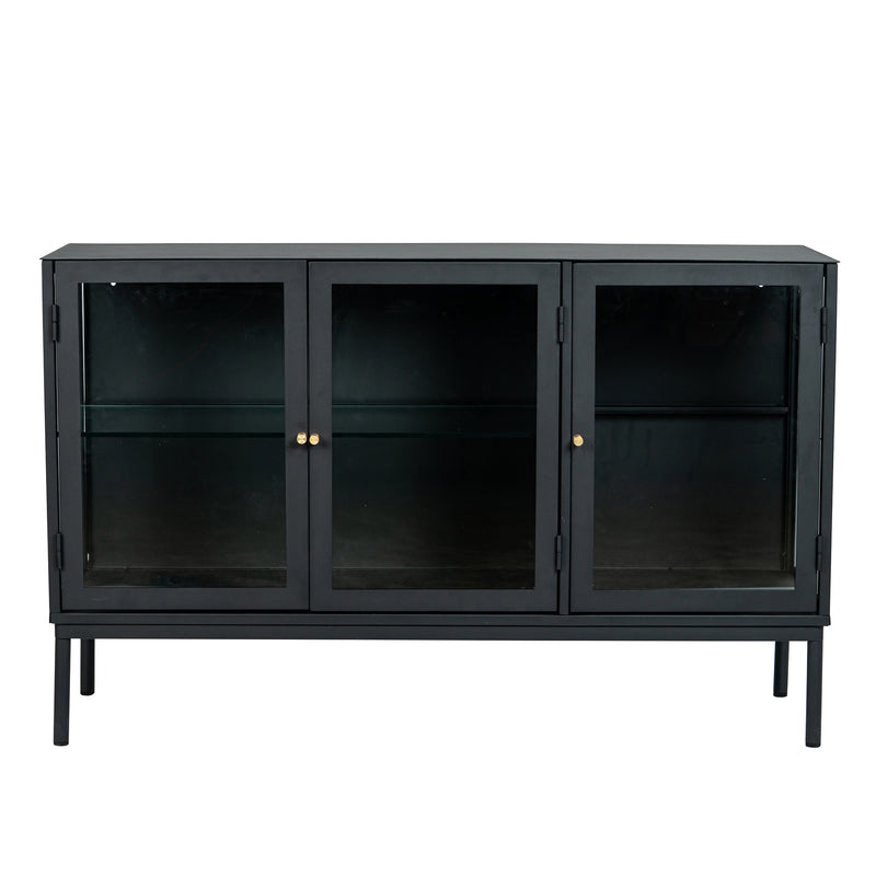 Cliff sideboard svart metall/glas 127×37×80 cm