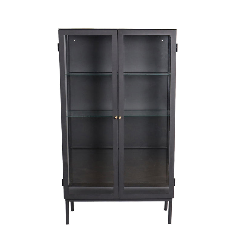 Cliff vitrinskåp svart metall/glas 80×37×140 cm