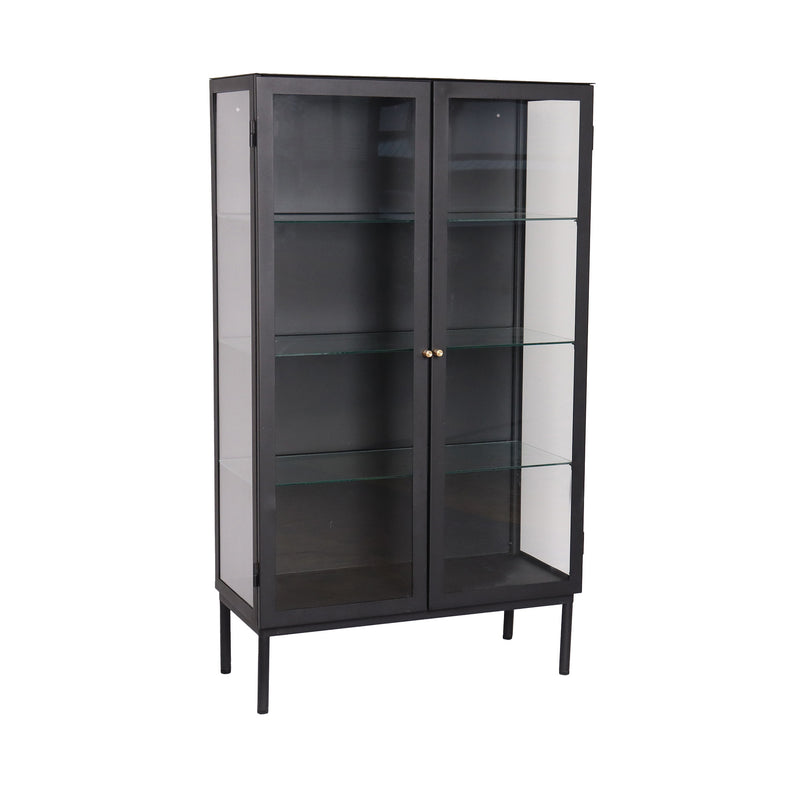 Cliff vitrinskåp svart metall/glas 80×37×140 cm
