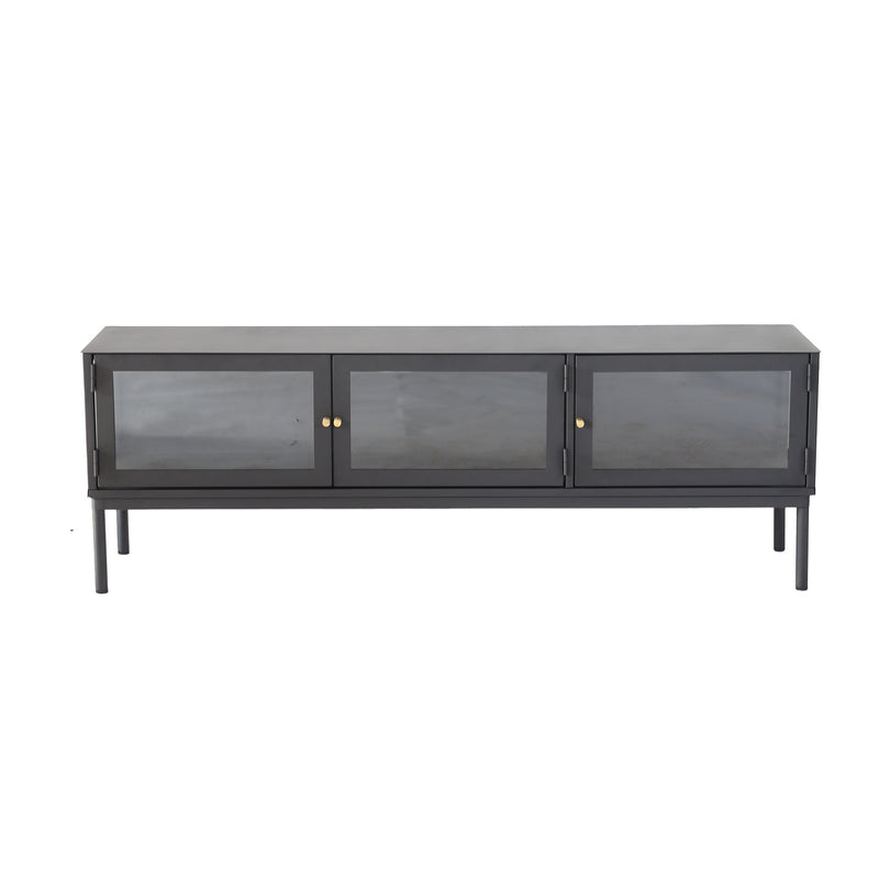Cliff tv-bänk svart metall/glas 150×37×50 cm