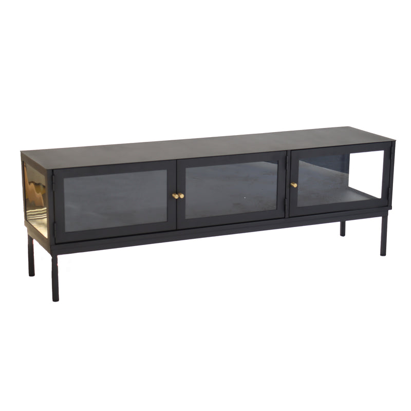 Cliff tv-bänk svart metall/glas 150×37×50 cm