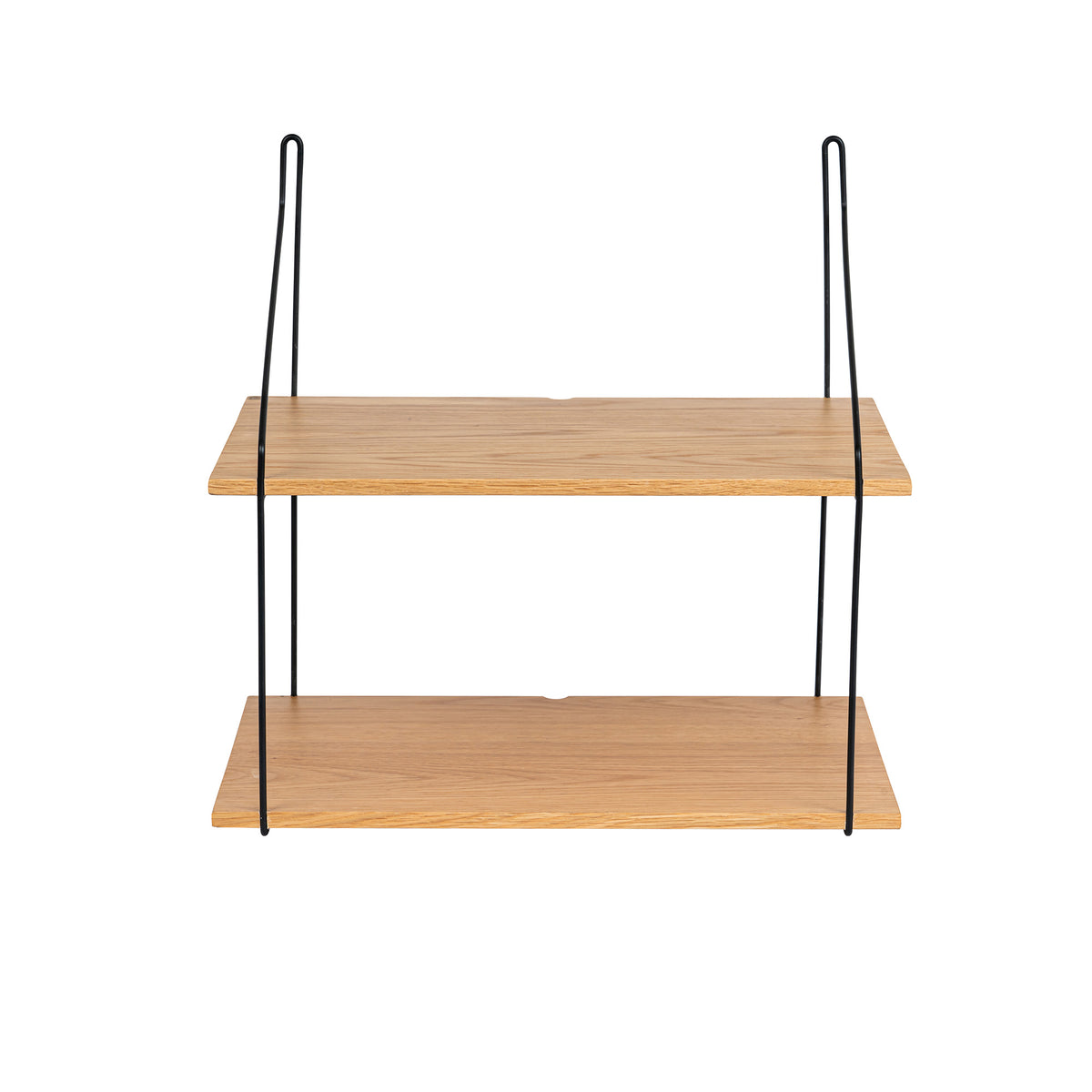 Dexter hylla 2 plan 40×26×38 ek/svart i metall och MDF