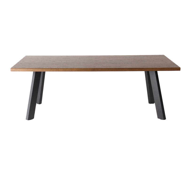 Dino soffbord 130×65 brunbetsad ekfanér/svarta metall ben