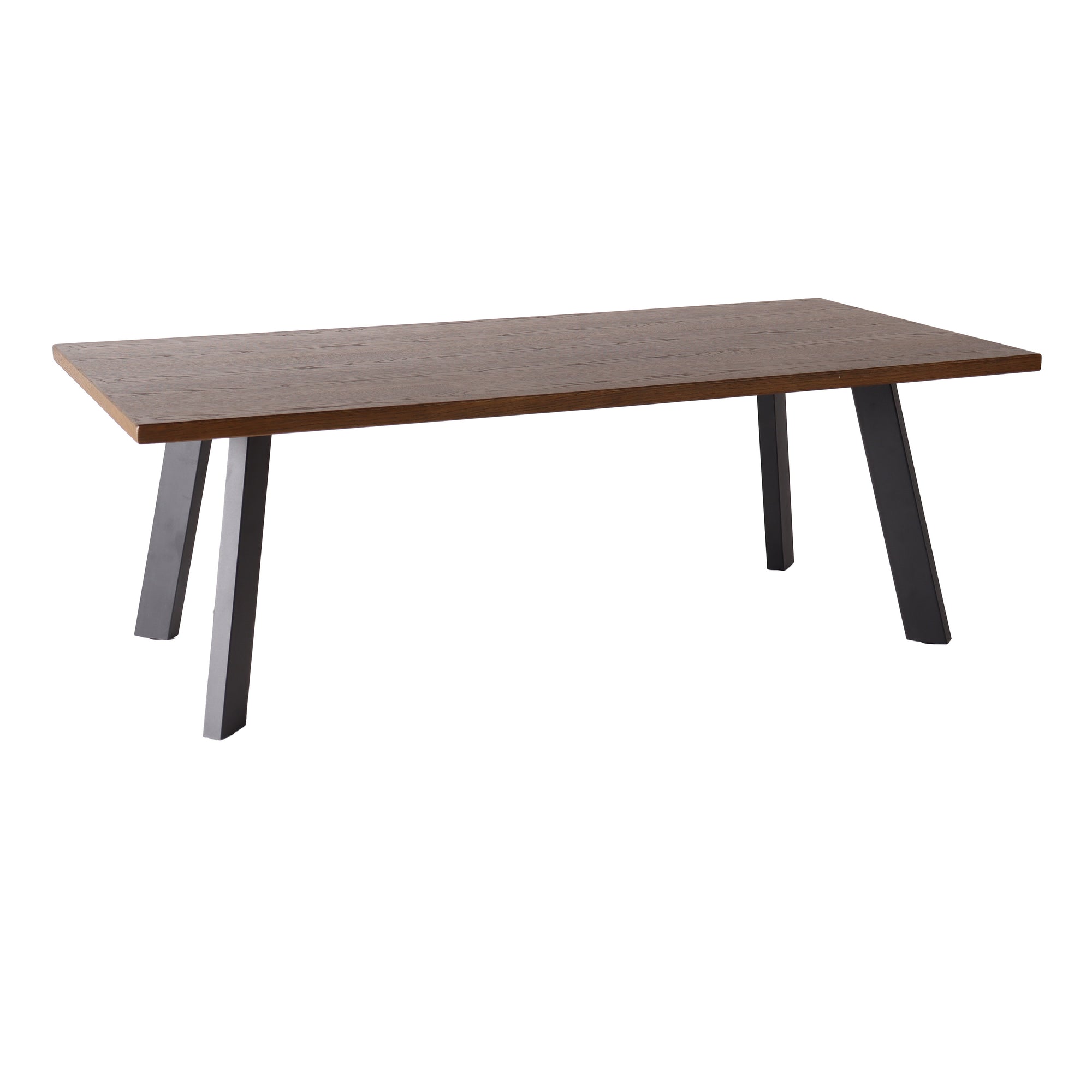 Dino soffbord 130×65 brunbetsad ekfanér/svarta metall ben