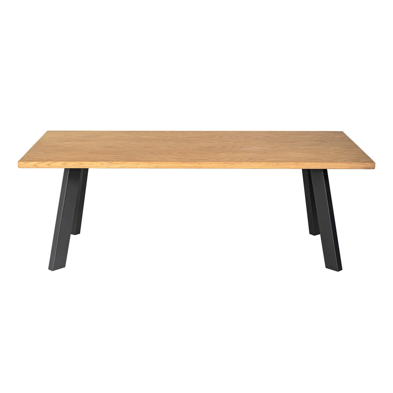 Dino soffbord 130×65 oljad ekfanér/svarta metall ben