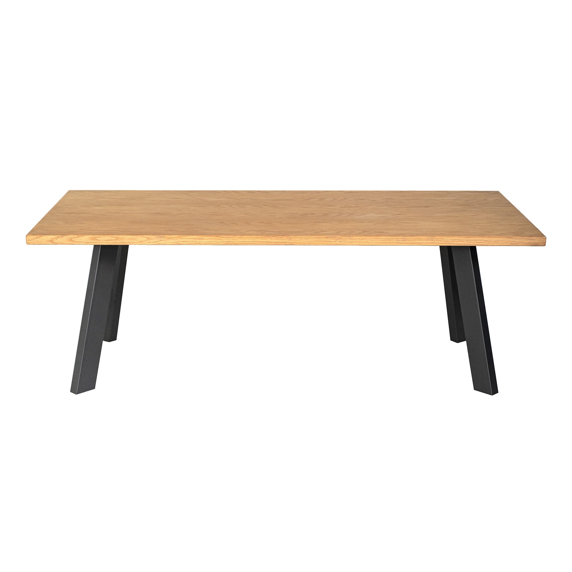 Dino soffbord 130×65 oljad ekfanér/svarta metall ben