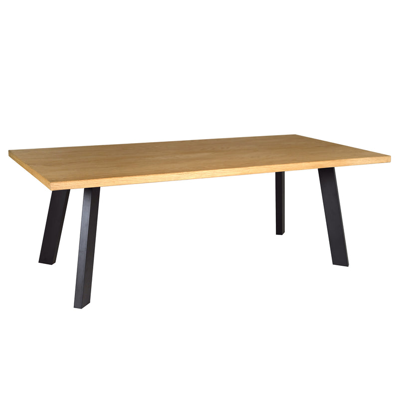 Dino soffbord 130×65 oljad ekfanér/svarta metall ben