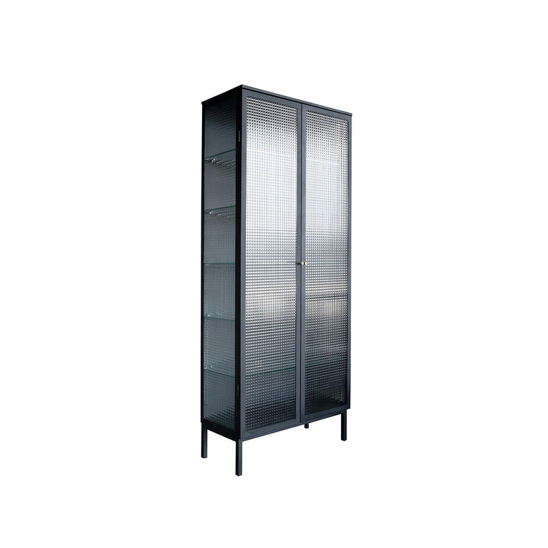 Elegance vitrinskåp svart metall/glas 80×37×200 cm