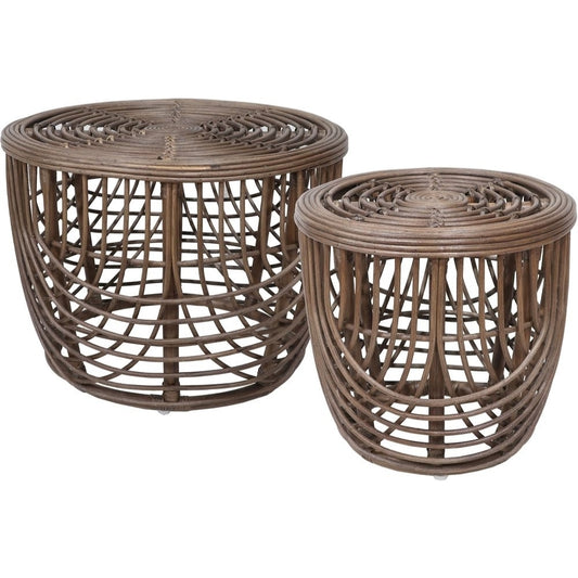 Heden soffbord set Ø60/40 cm - Rotting/brun