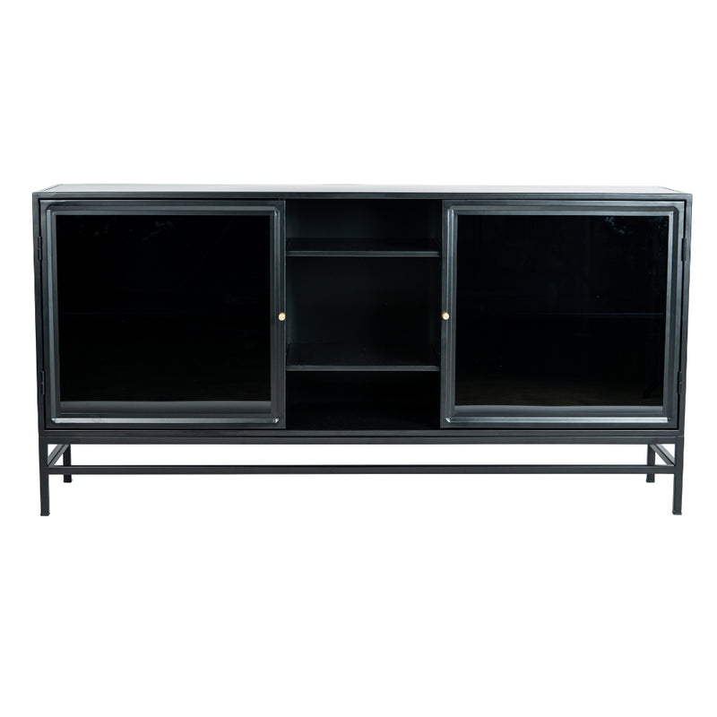 Square sideboard svart metall/glas 160×80 cm