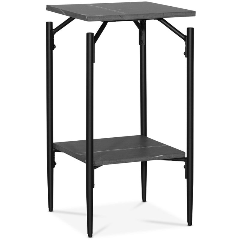 Wayne sängbord högt med hylla 75 x 40 x 40 cm - Grå marmorfoliering