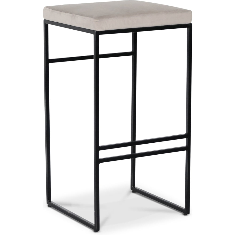 Stage barstol - Gråbeige sammet / svart