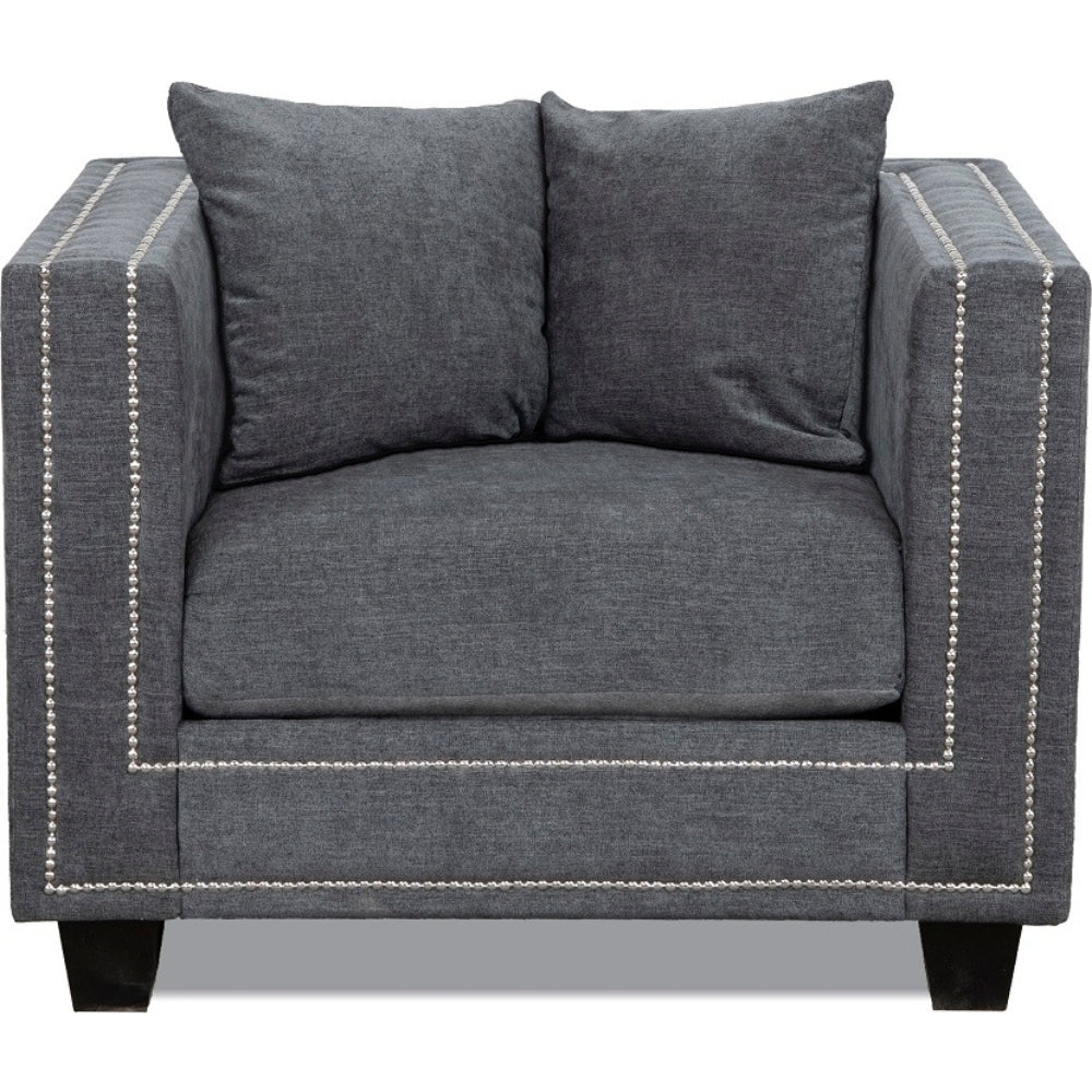 Tempel fåtölj med nitar - Grå (Tyg)