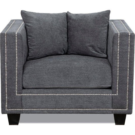 Tempel fåtölj med nitar - Grå (Tyg)