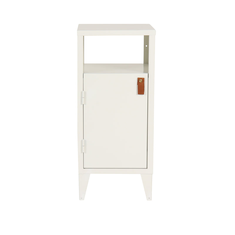 Plate sängbord vit metall 35×32×70 cm - Vänster