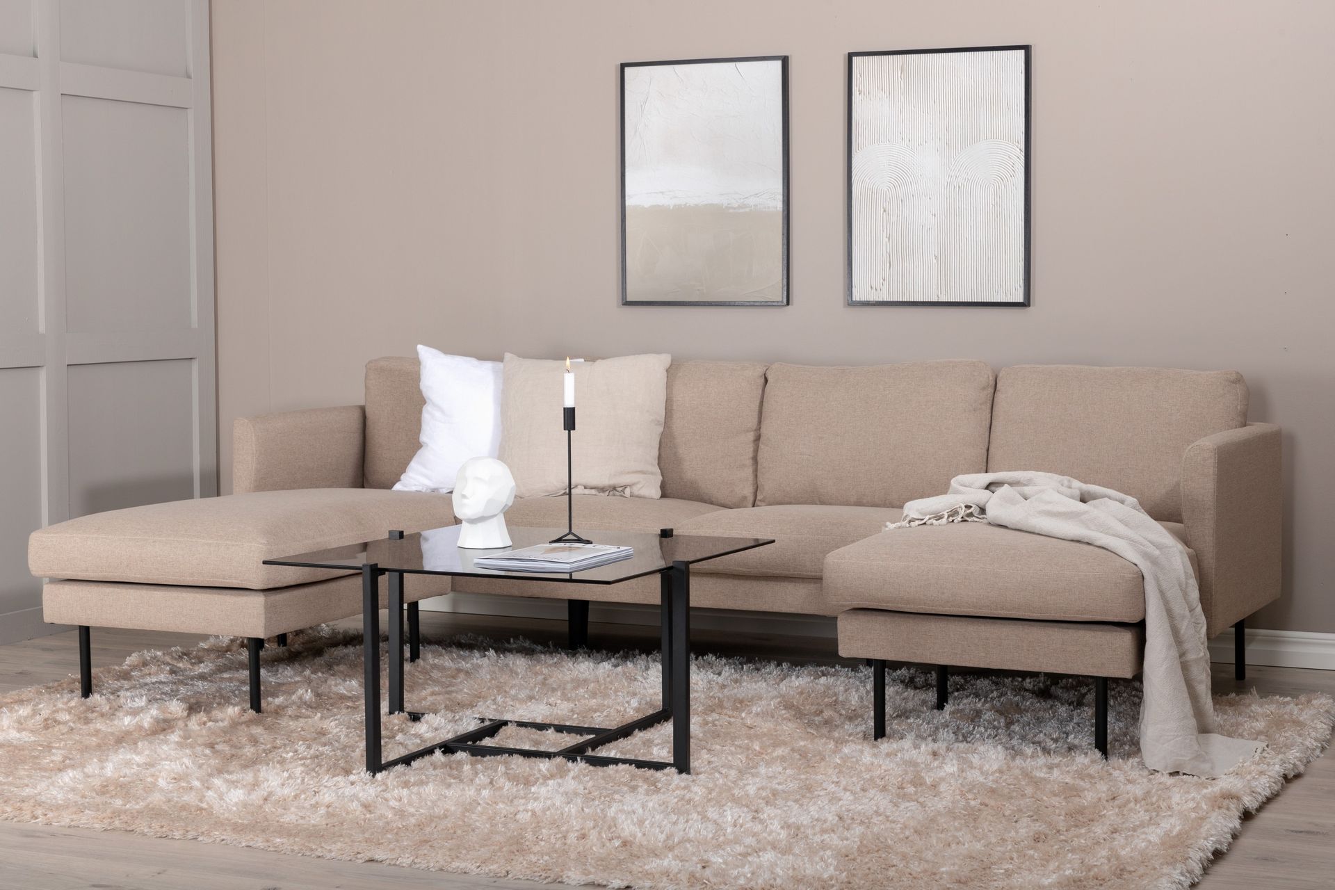 Zoom U- soffa black/brown - Venture Home