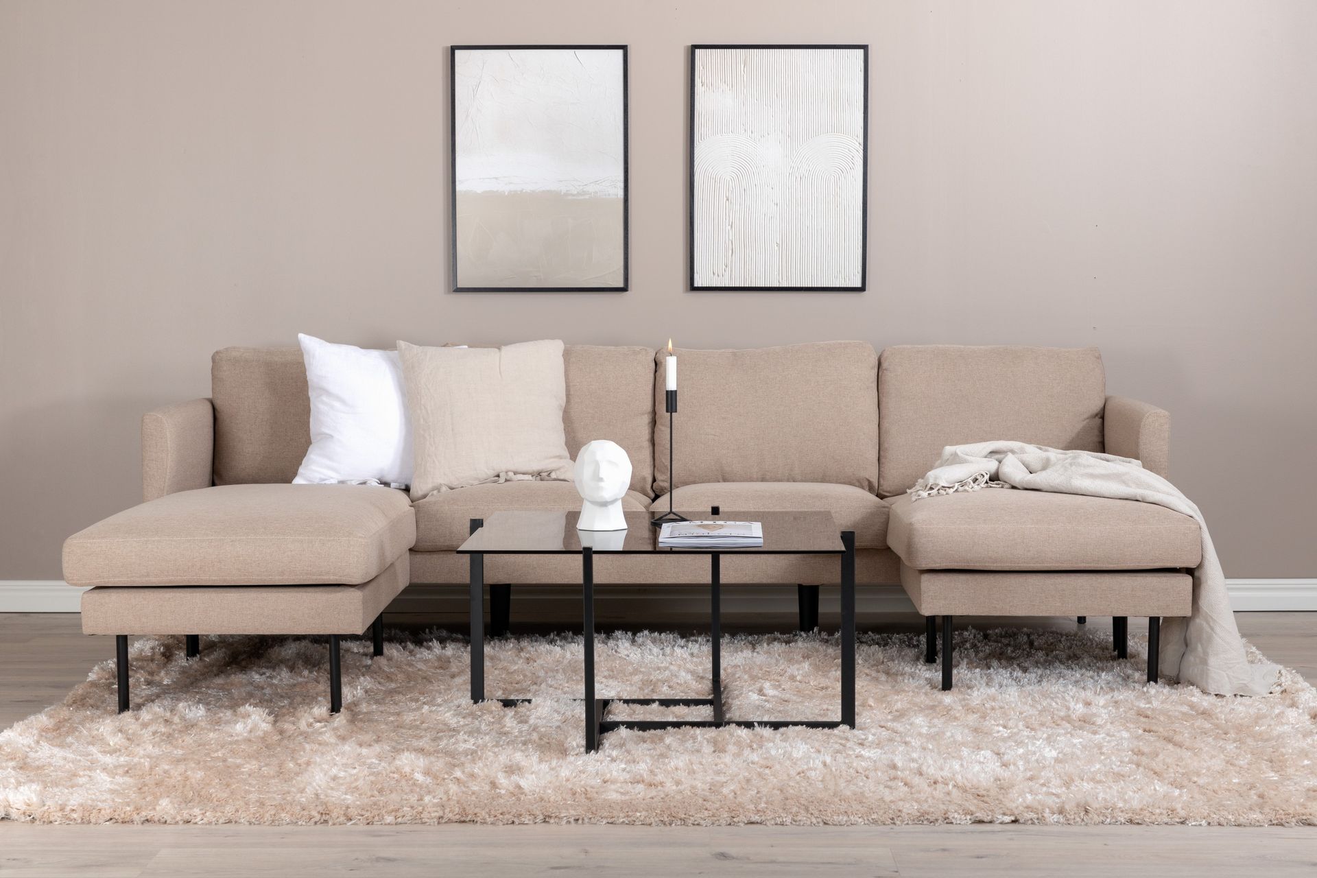 Zoom U- soffa black/brown - Venture Home