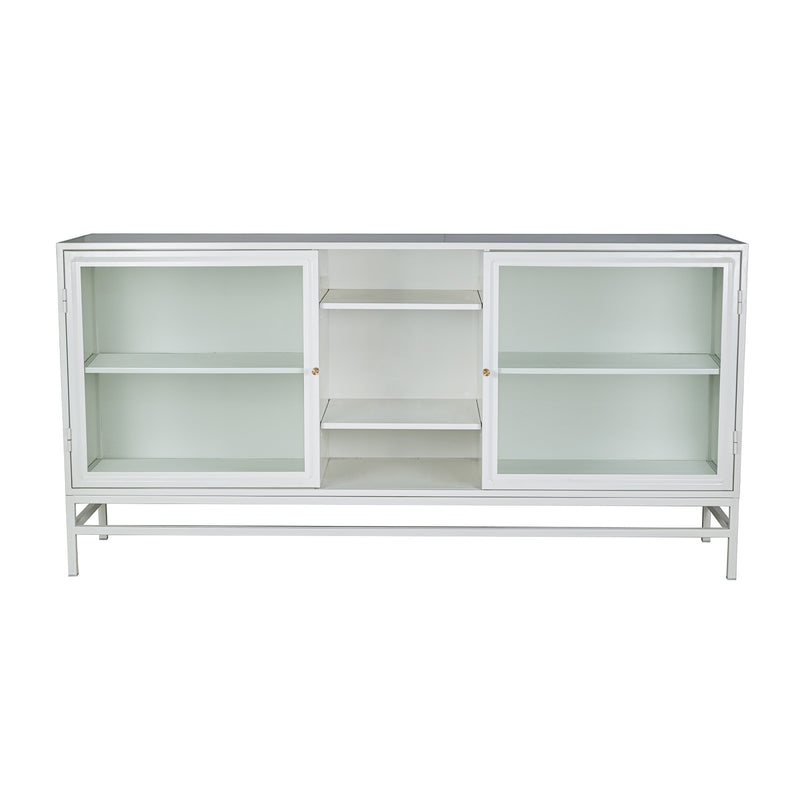 Square sideboard vit metall/glas 160×80 cm