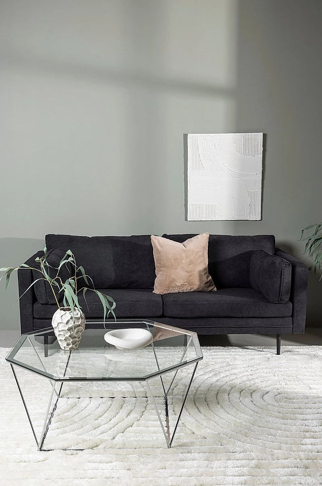 Boom soffa black/black fabric linne - Venture Home