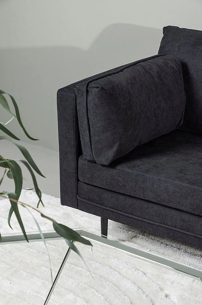 Boom soffa black/black fabric linne - Venture Home