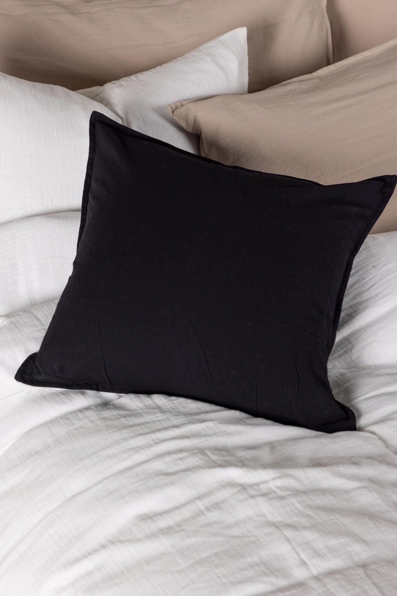 Ronja Cushion Cover Washed Cotton - Black 45x45