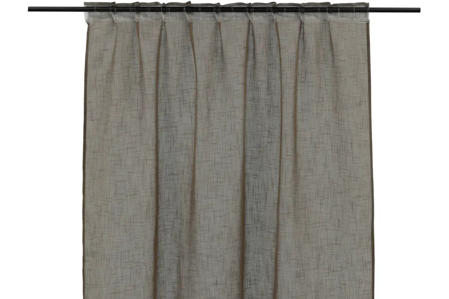 Kaya Curtain Polyester/fake linen - Brown - 140*240 Multi band