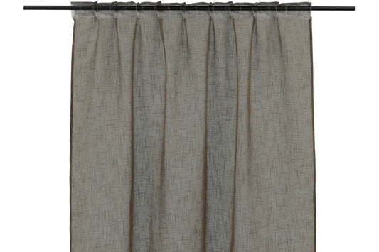 Kaya Curtain Polyester/fake linen - Brown - 140*240 Multi band