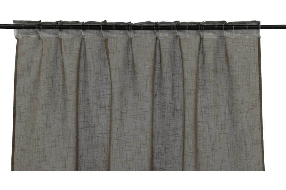 Kaya Curtain Polyester/fake linen - Brown - 140*240 Multi band