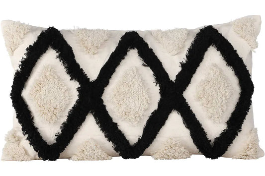 Emelie Cushion Cover Polycotton - BlackWhite // 30x50