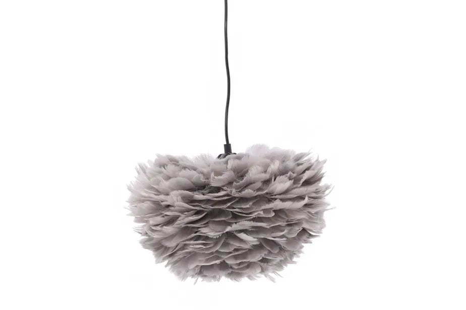 Nicola - Small Pendant Lamp - Black / Grey artificial feather