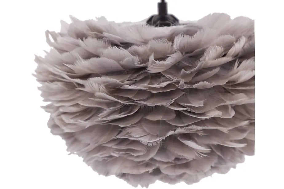 Nicola - Small Pendant Lamp - Black / Grey artificial feather