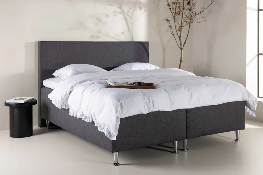 Mesa Bed 180*200 - Matte Silver / Dark grey Fabric Lino 12