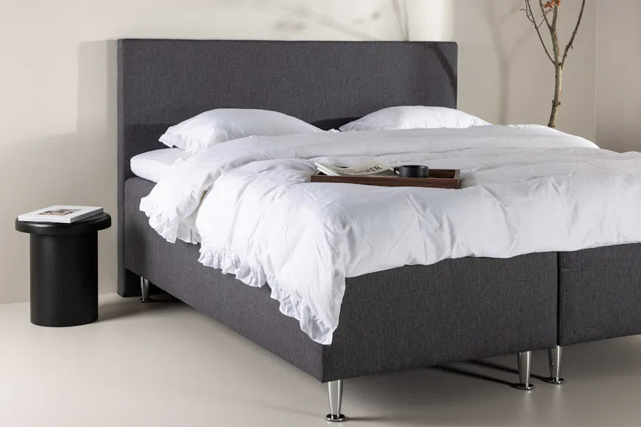 Mesa Bed 180*200 - Matte Silver / Dark grey Fabric Lino 12